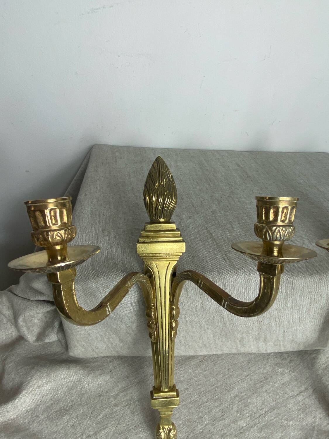 Two Empire style bronze wall candlesticks