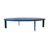 Oval coffee table in blue lacquered wood
