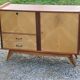 Enfilade of the 50s in oak and mahogany feet compass