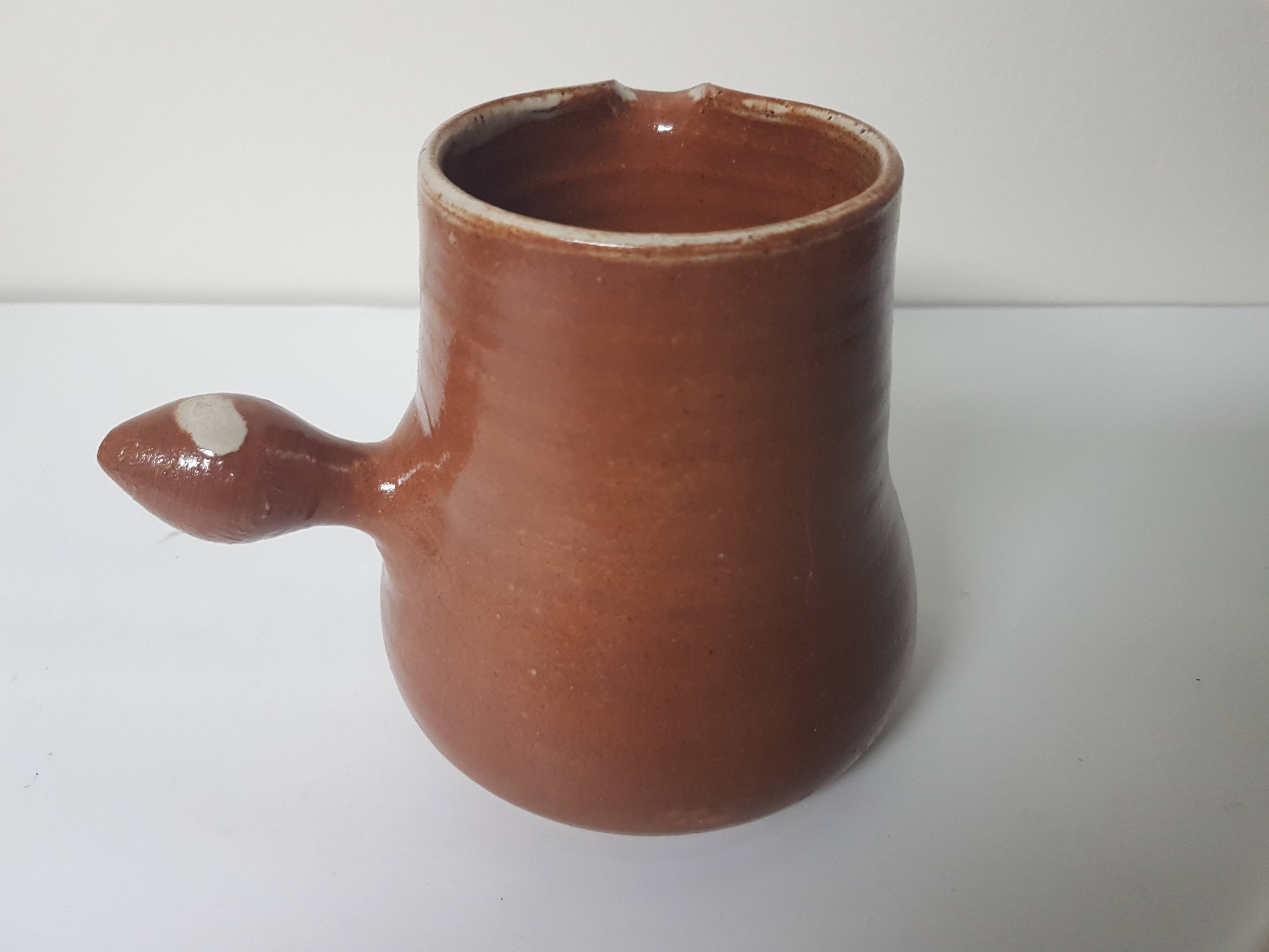 Set of 3 ceramic pitchers / milk jugs Signed Daniel Auger (Puisaye)