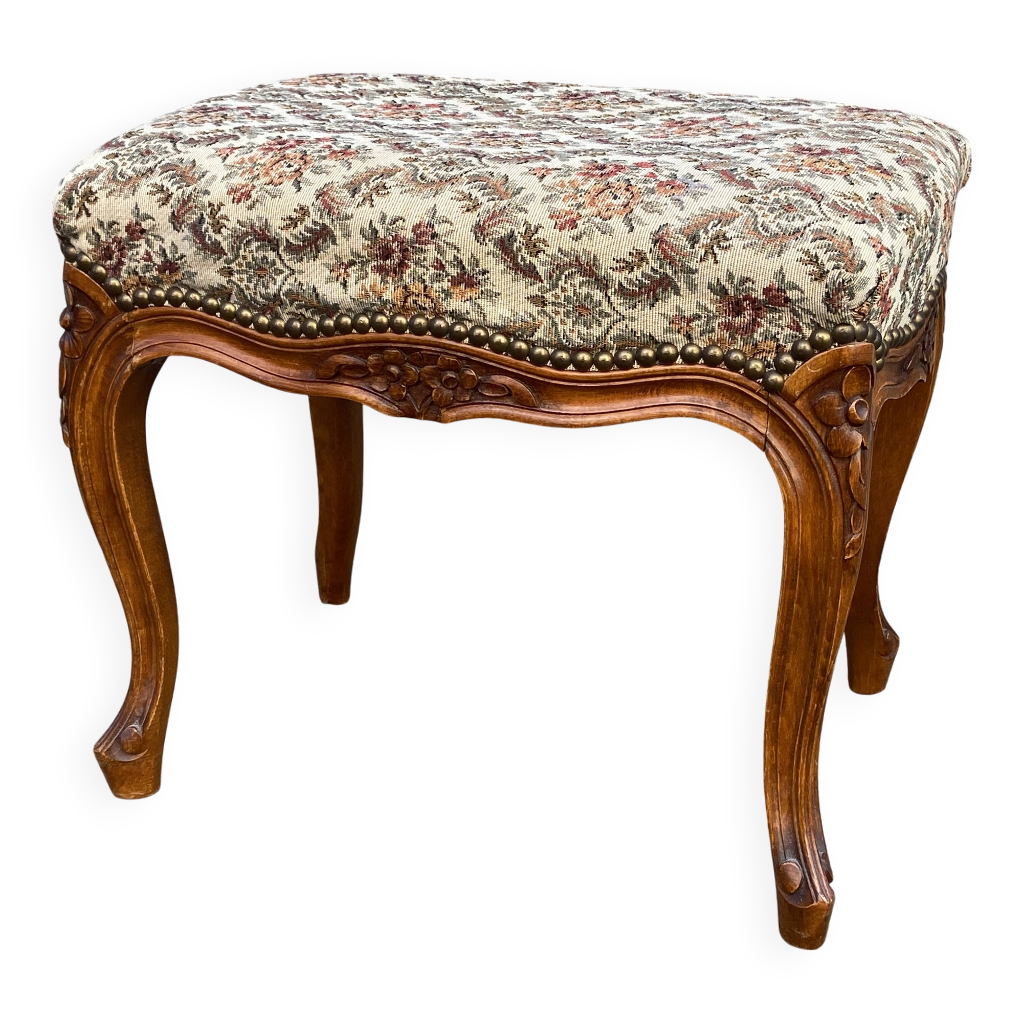 antique Louis XV Rocaille Rococo French vintage ottoman stool footstools