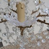 Lustre ancien bronze et cristal 8 branches