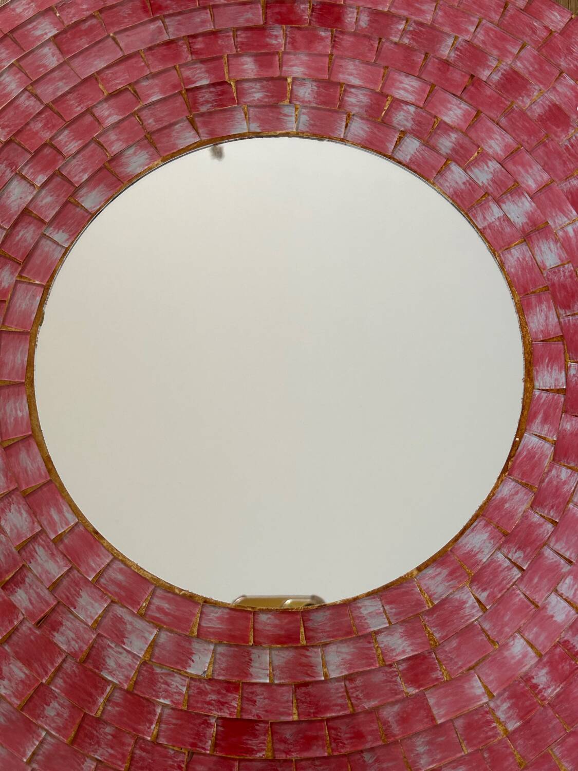 Vintage pink ceramic mirror