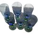 6 Verres Scandinaves Bleus et Verts Vintage Des Années 1980