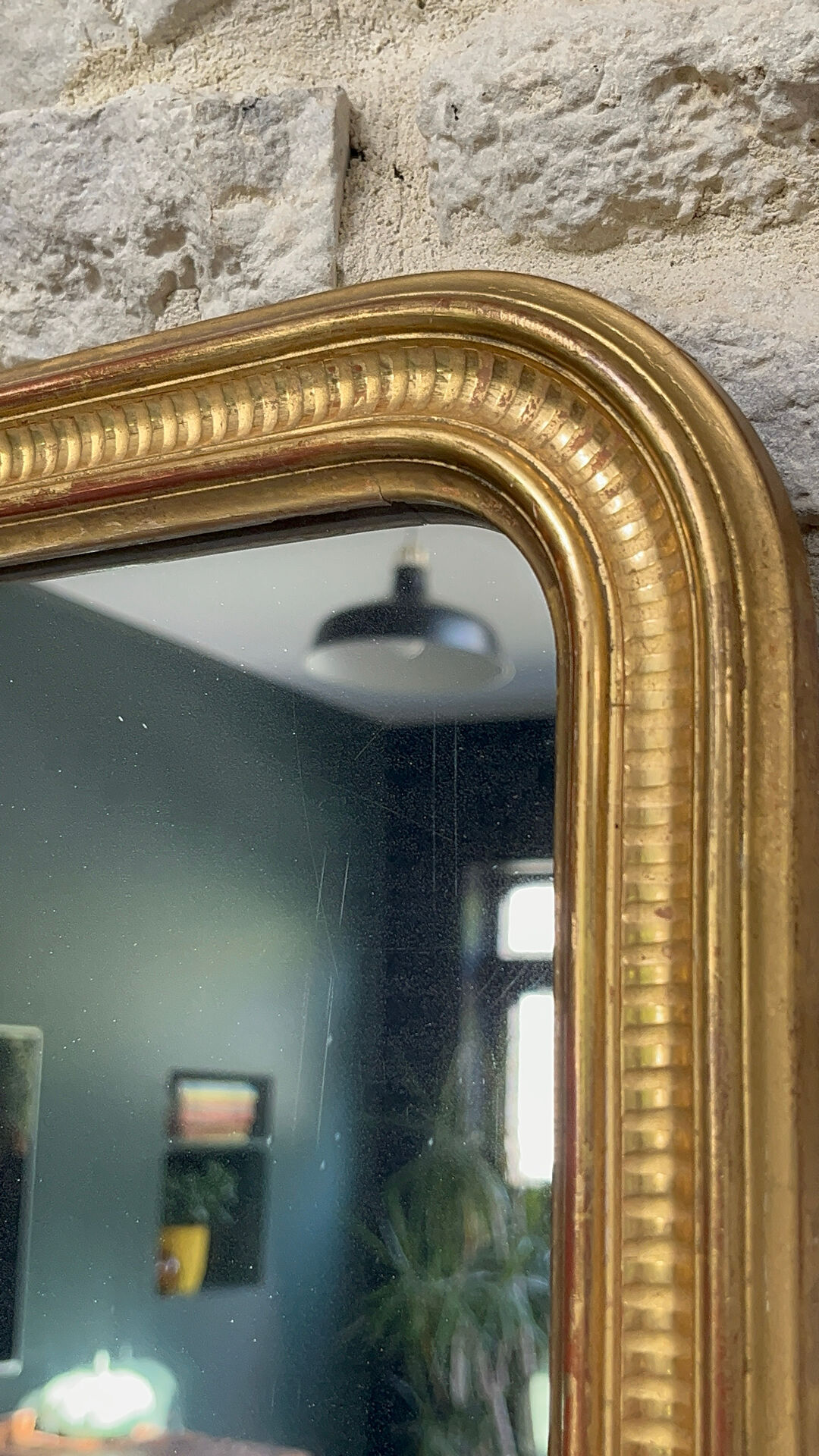 Louis-Philippe mirror gilded with gold leaf 37.5/31.5cm mercury glass