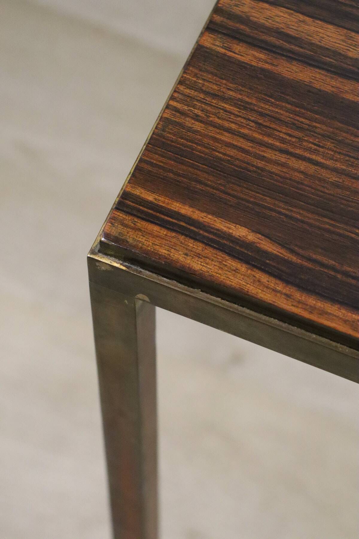 Vintage side table in rosewood & bronze – 1960s