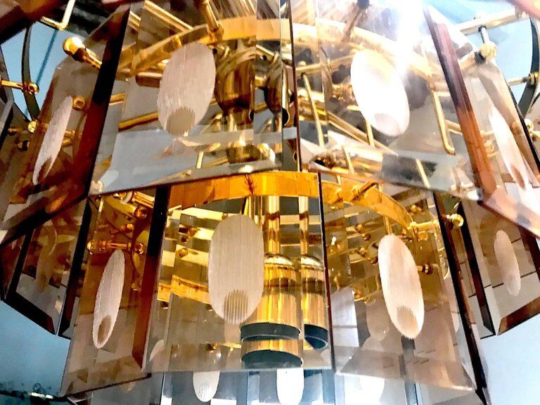 Chandelier framework Fontana Arte Murano 1970 Crystal