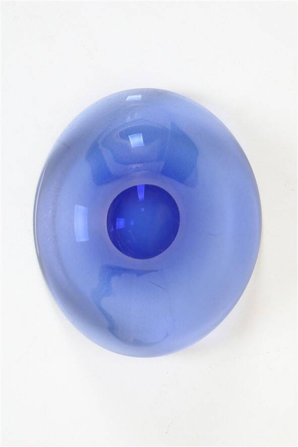 Handcrafted blue glass fruit bowl by Per Lütken for Holmegaard, 1950s