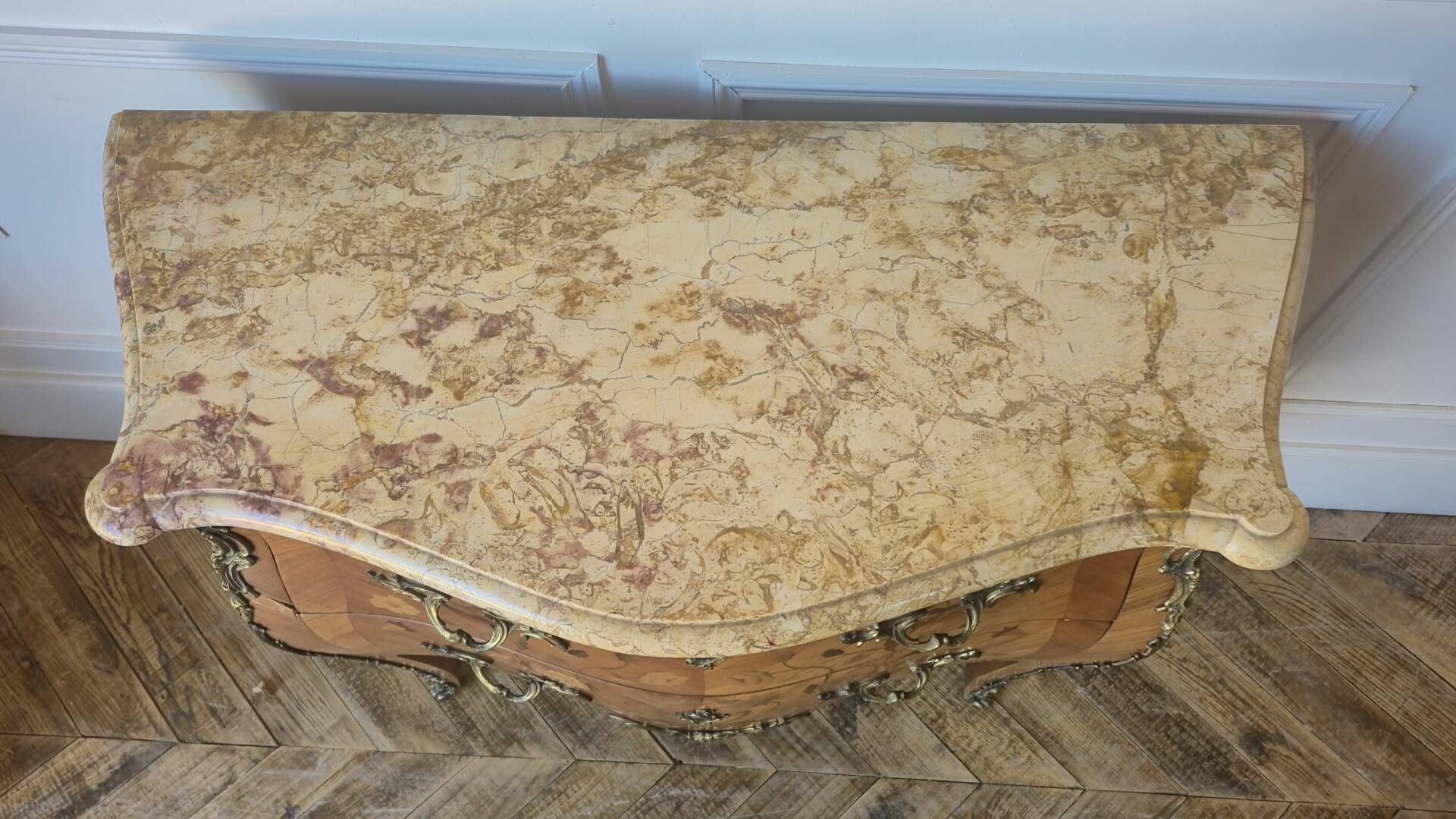 Two-drawer sautéuse in Louis XV style, stamped Skalski.
