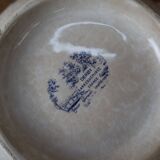 Vintage earthenware soup tureen Sarreguemines Derby series 1920 Blue and white