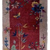 Ancient chinese art deco handmade carpet 64cm x 121cm 1920s