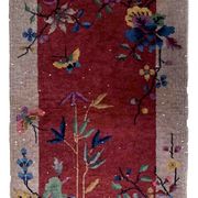 Ancient chinese art deco handmade carpet 64cm x 121cm 1920s