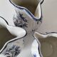 Trio of jugs and cup Sarreguemines Lancaster decoration