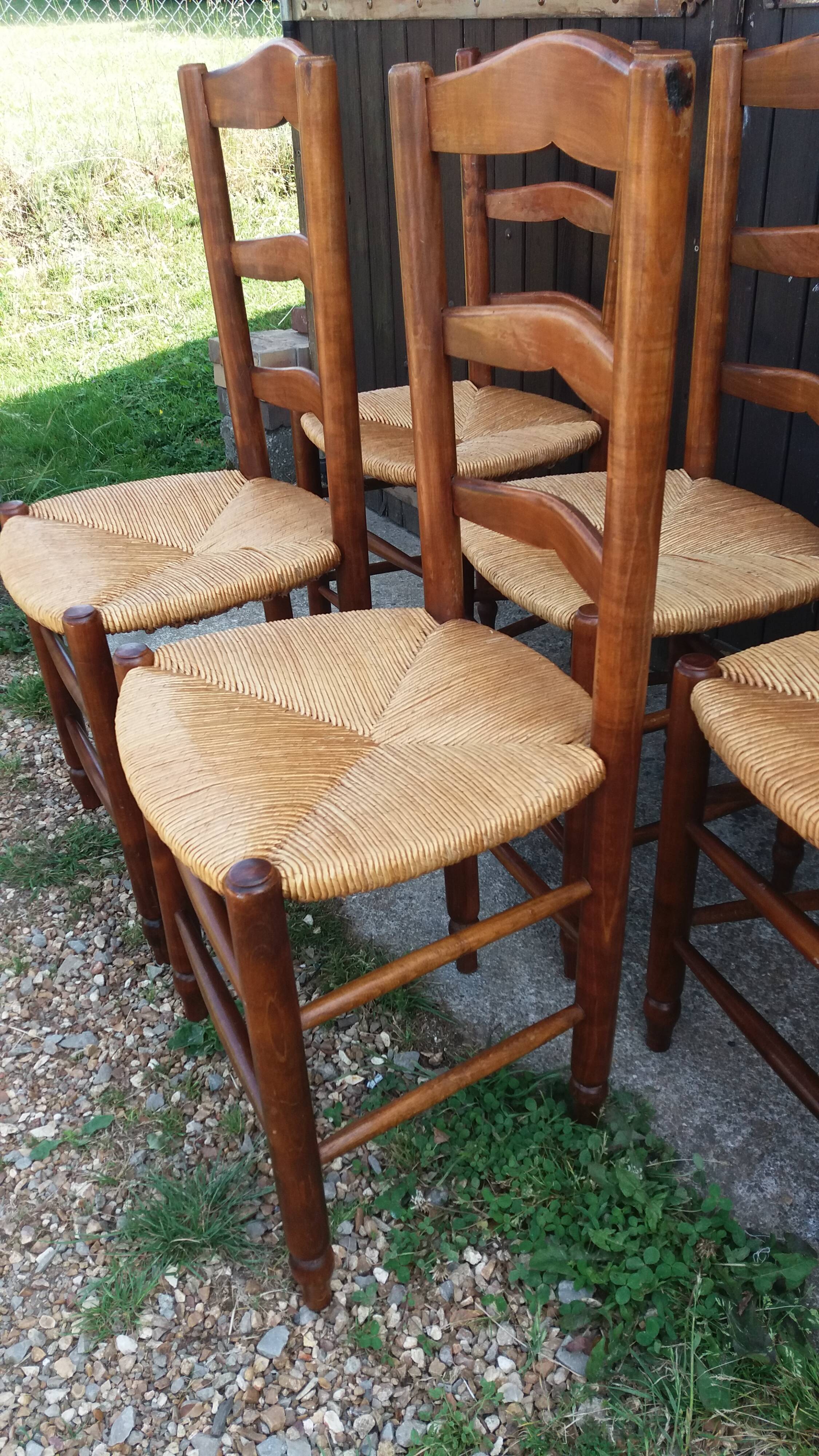 Lot de 5 chaises paillées