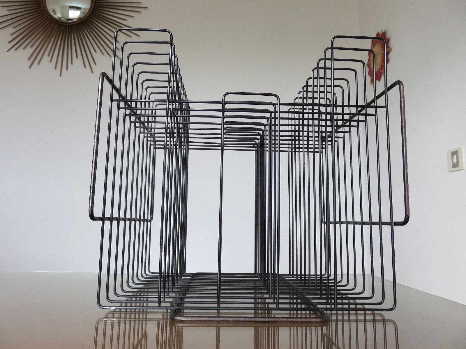 Vinyl rack in black painted metal  1960s
