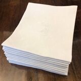 Set of 12 very large old monogram napkins