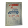 Affiche originale "Automobiles Mathis" 1926