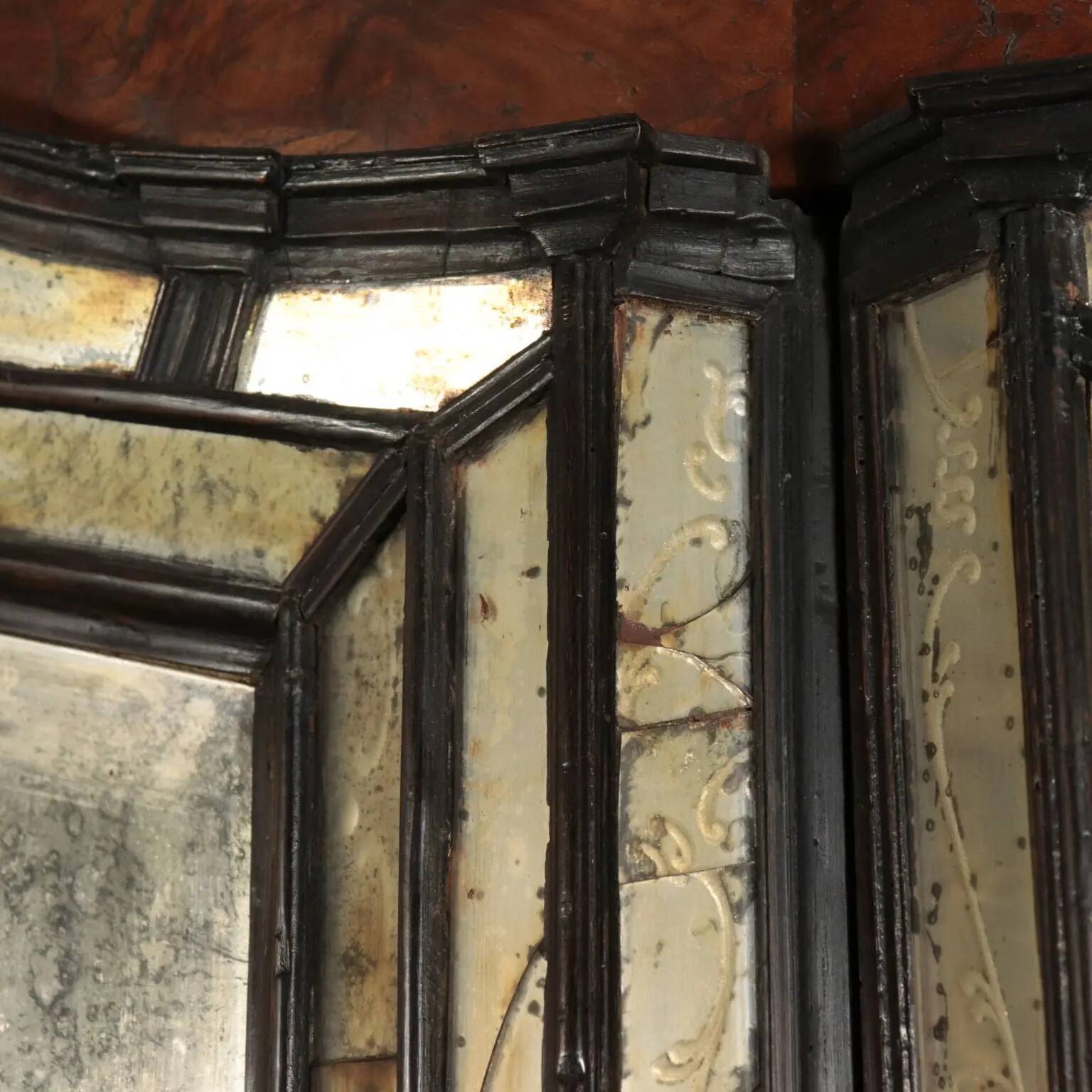 Antique trumeau with walnut mirrors, Italy 20th century