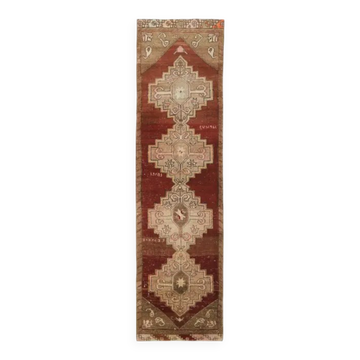 Tapis vintage turc en laine et coton noué à la main des années 1970, 82x310.