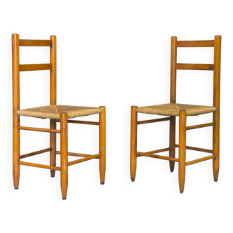 Paire de chaises paillées