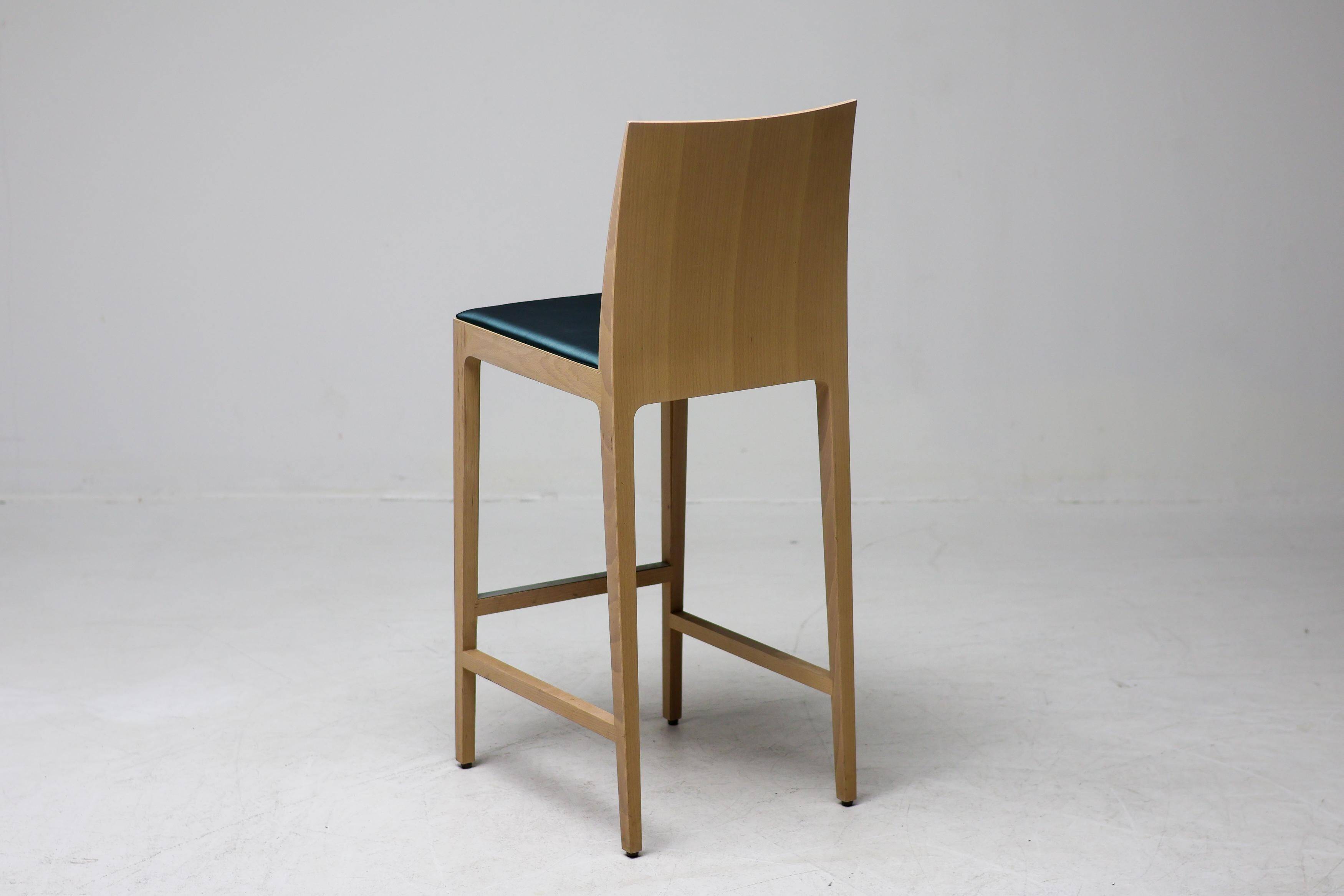 Set of six beech bar stools "Anna" by Crassevig, Italy, 1990s.