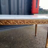 Coffee table gilded wood old marble top side table