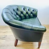 Fauteuil Chesterfield en cuir vert anglais