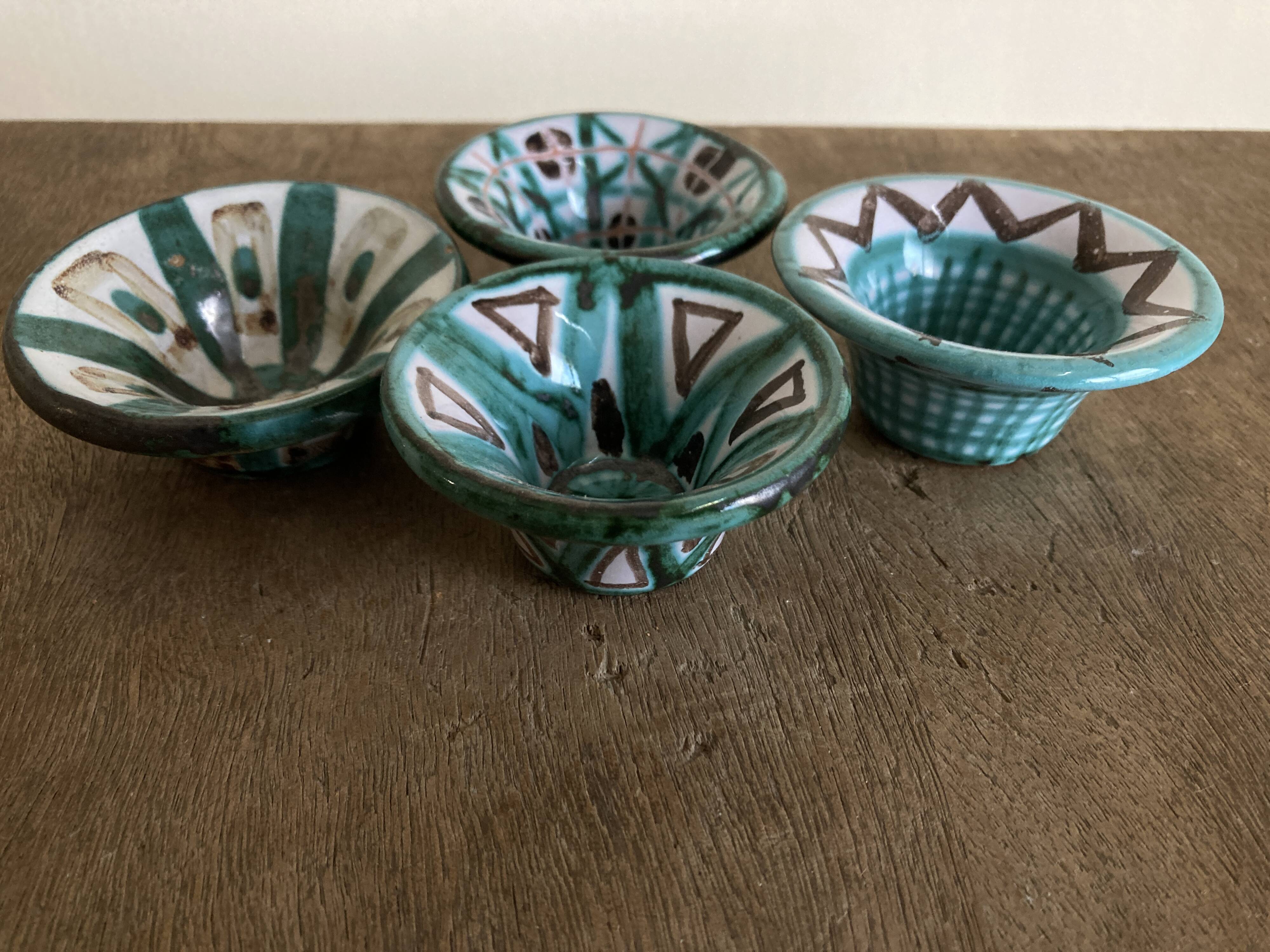 Set of 4 Robert Picault Vallauis 1960 cups