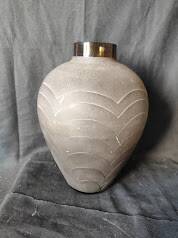 Art Deco /1910/40 moulded pressed smoked vase (30 cm)