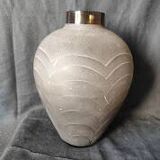 Art Deco /1910/40 moulded pressed smoked vase (30 cm)