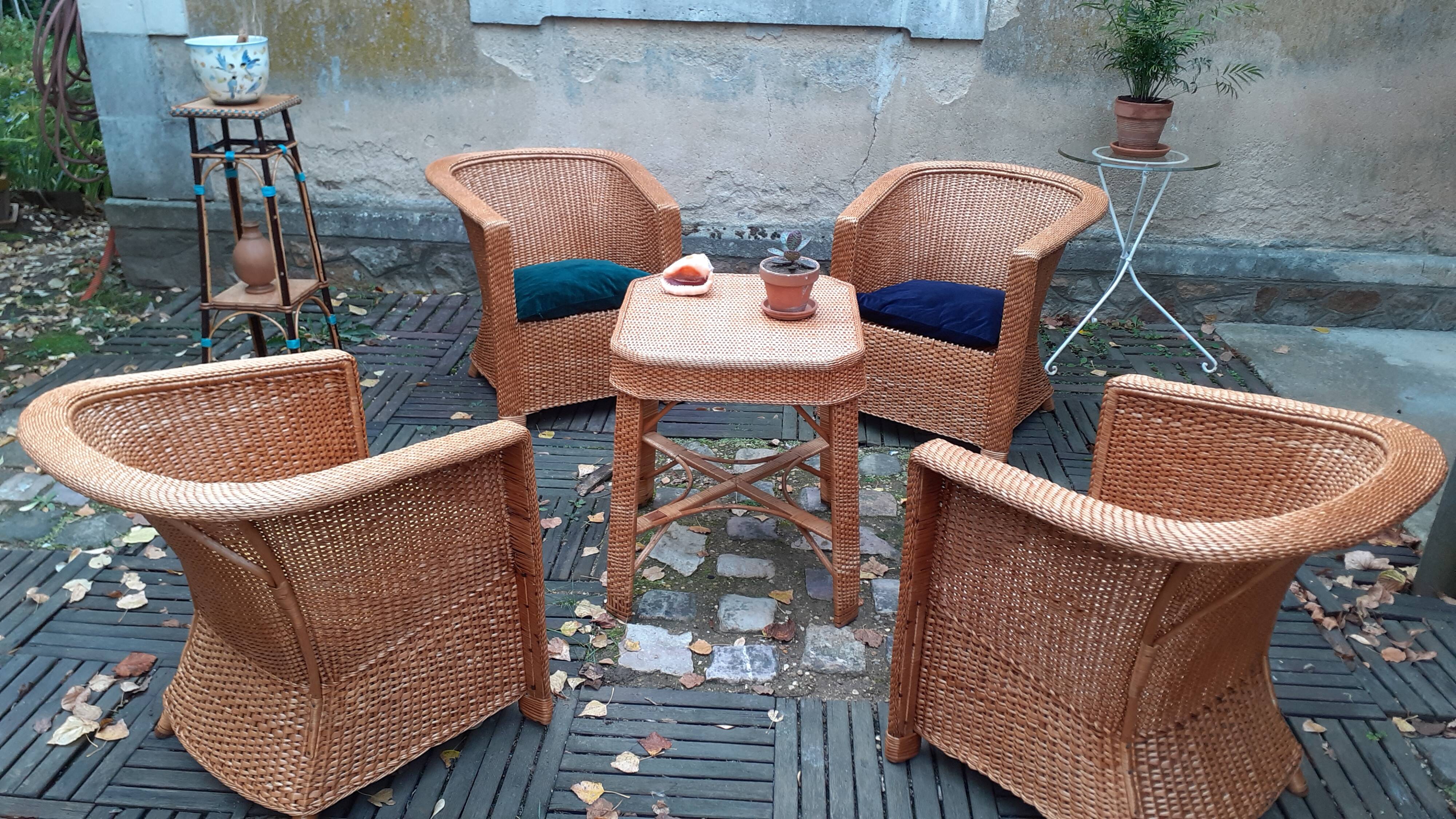 5-piece vintage rattan lounge set 60s