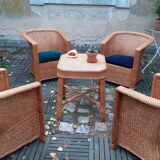 5-piece vintage rattan lounge set 60s
