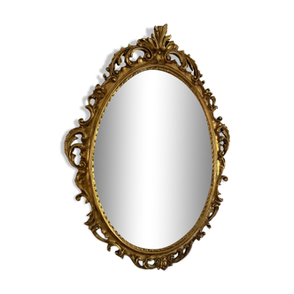 Miroir ancien baroque ovale doré