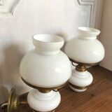 Pair of brass and opaline sconces