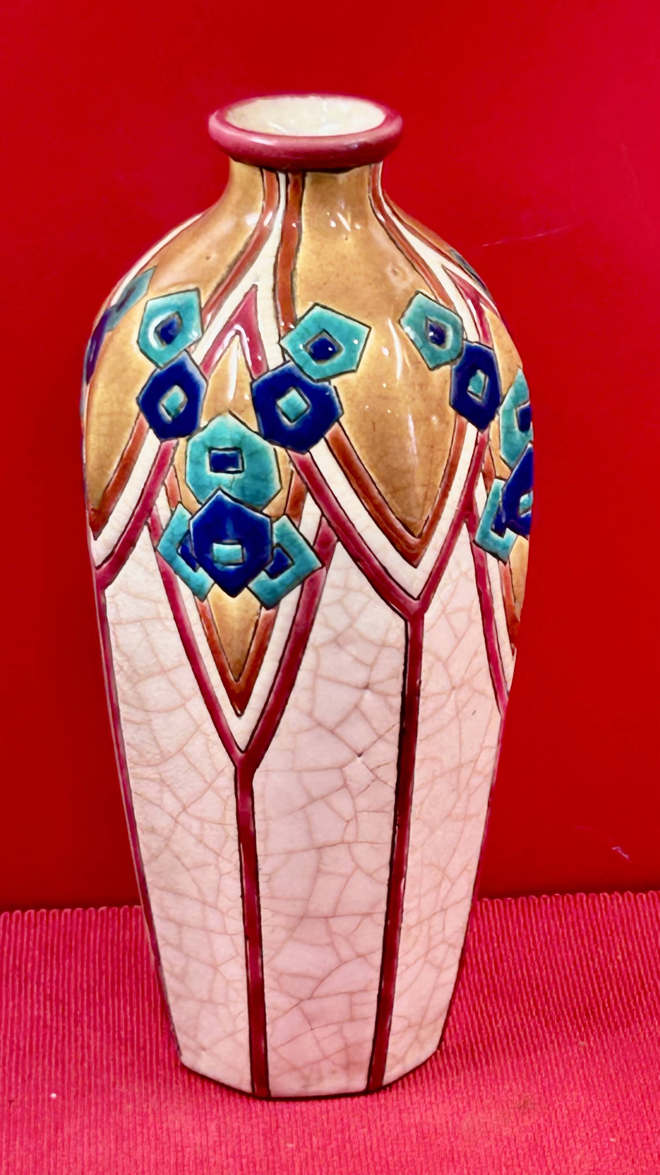 Vase Longwy Art déco décor géométrique