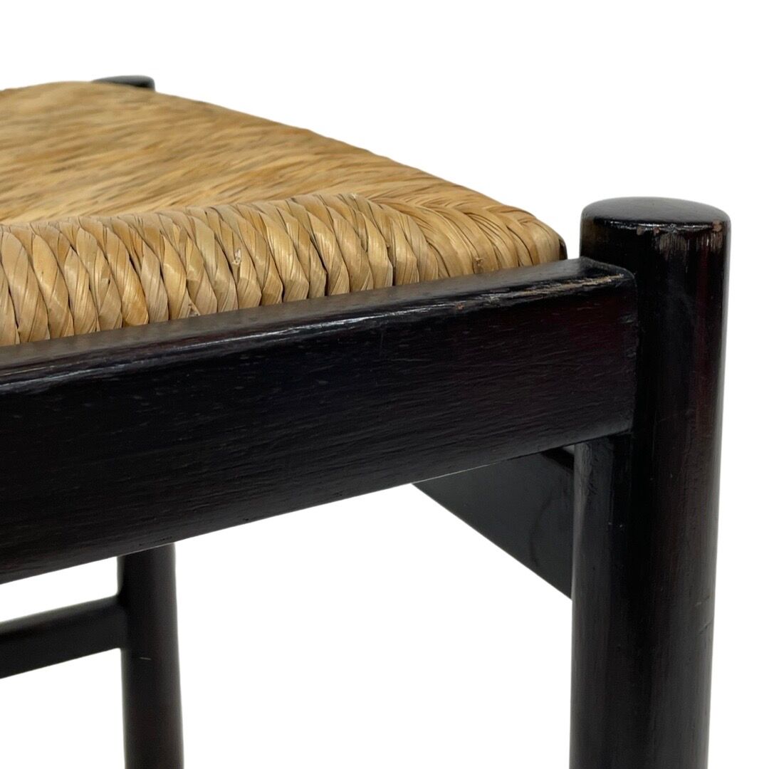 4 vintage dining room chairs with braided seat in wenge wood, 1970s
