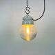 Vintage White Porcelain Pendant Light with Ribbed Glass, 1970s