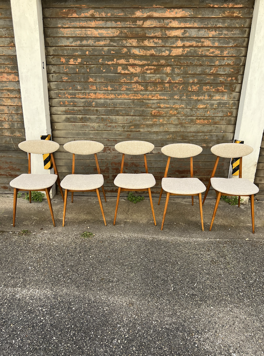 (Lot) Suite de 5 Chaises Pied Compas Restaurées