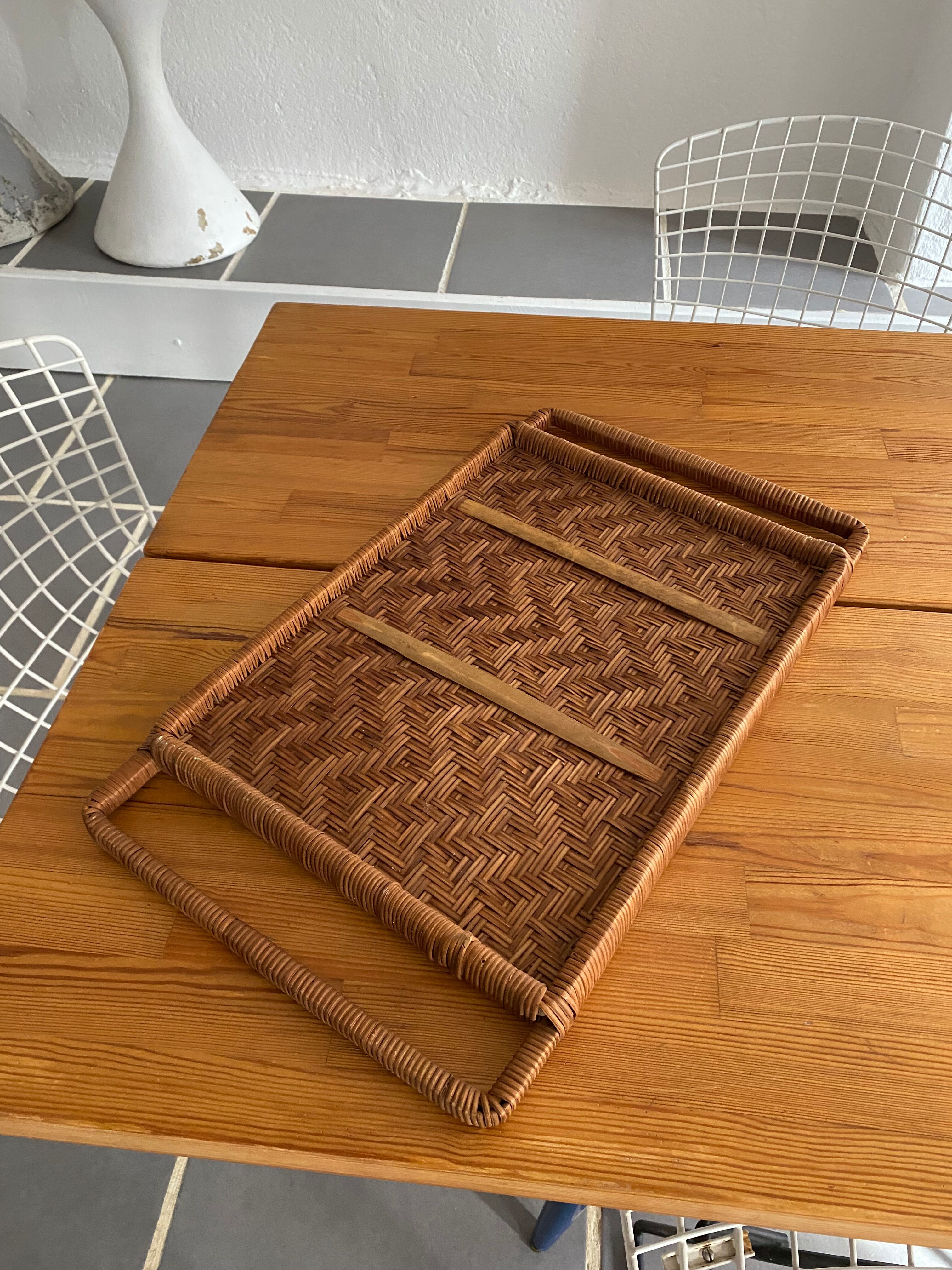 Plateau rotin vintage
