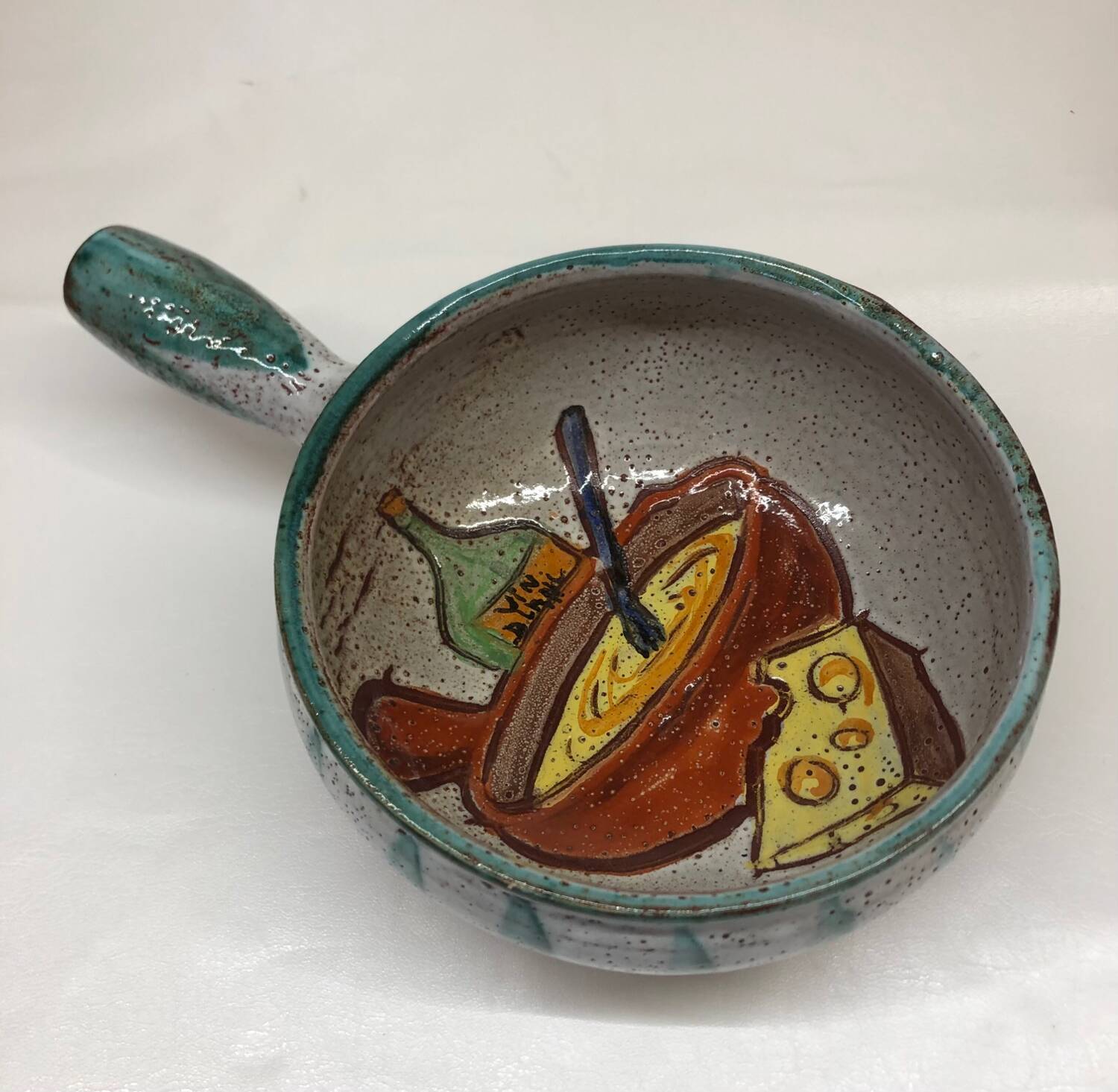 Ceramic fondue pot by Daniel Étienne in Vallauris