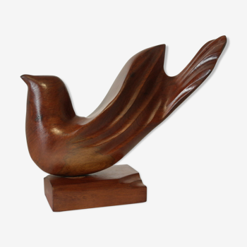 Vintage Scandinavian bird wood sculpture 50