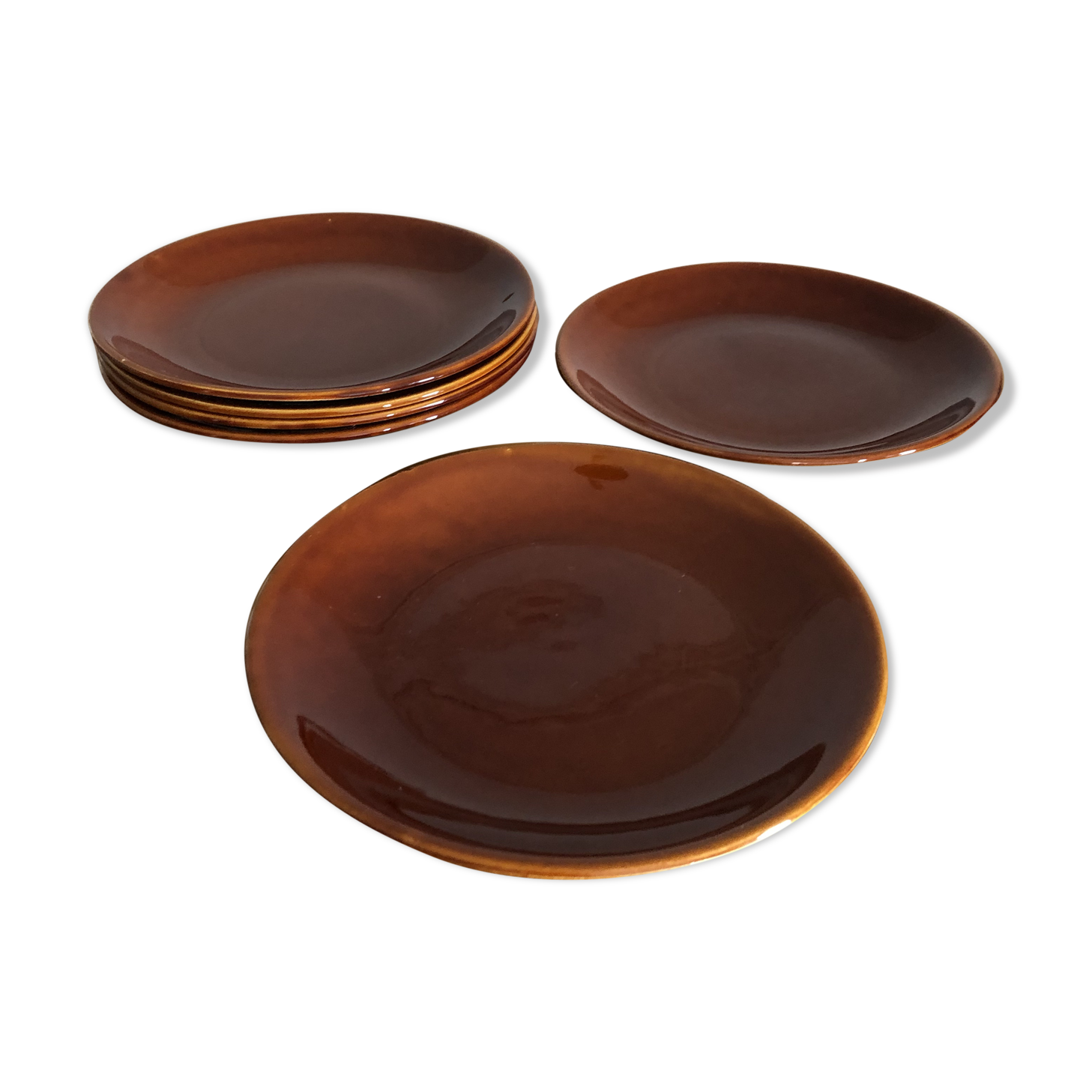 6 assiettes plates faïence