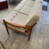 Scandinavian solid teak bench 1970