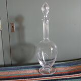 Antique carved crystal decanter - flat ribbed neck - early 20th