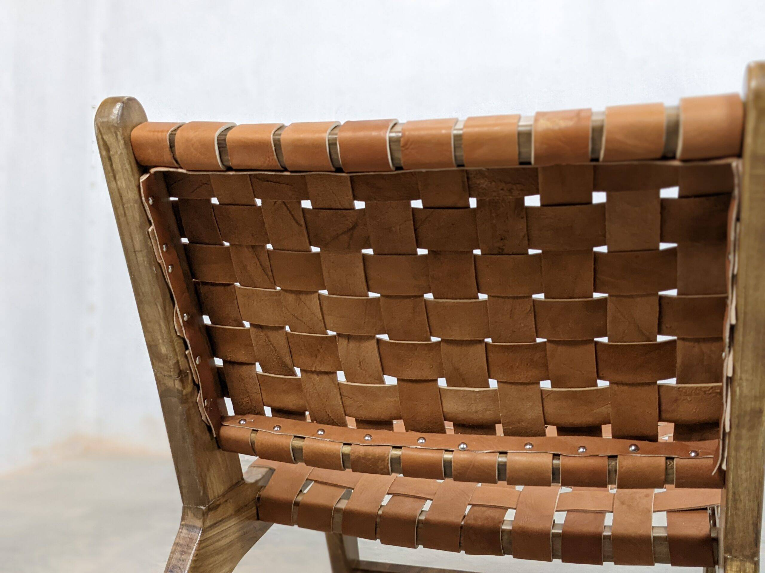 Two Moroccan leather armchairs