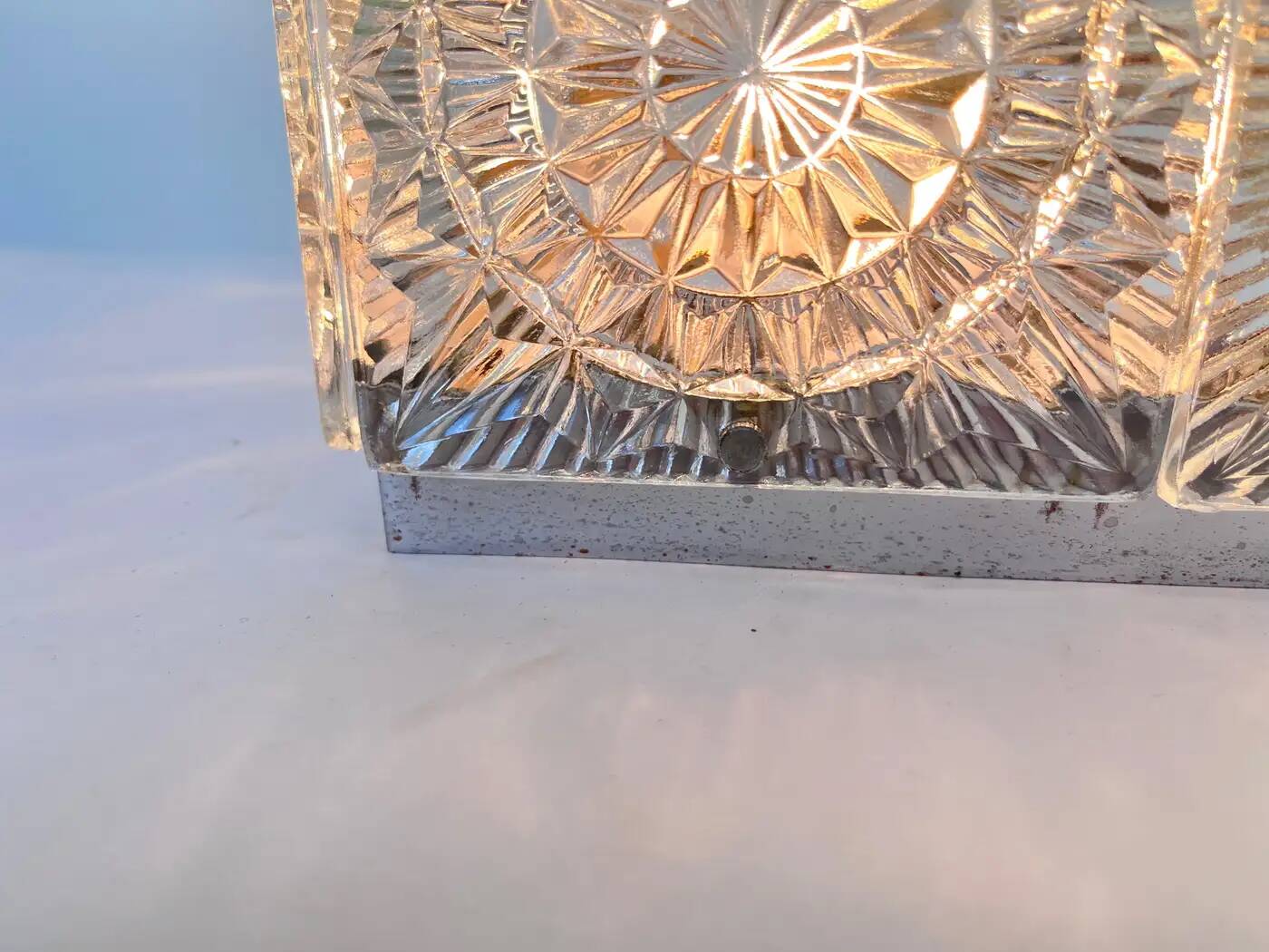 Rare glass flush mount by Kamenicky Senov, 1970s / Czechoslovakia