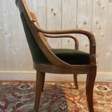 Restoration / Empire office chair in mahogany and green velvet