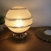Globe old art deco table lamp in glass and brass support