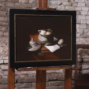 Still life with pewter pot and garlic – Marjolein van den Berg, c. 2011