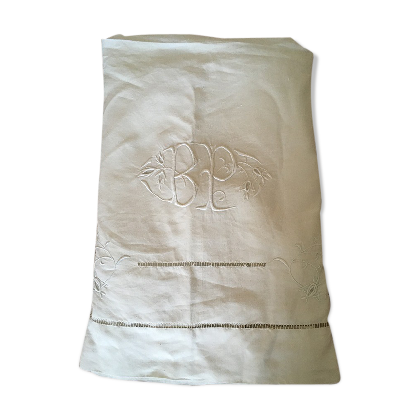 Old white linen sheet B P.
